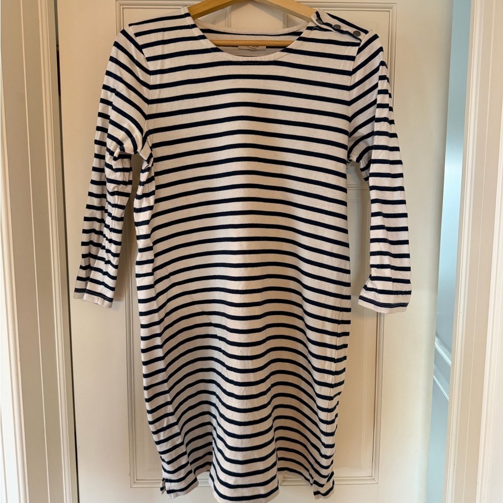 Striped Madewell Striped Dark Blue and White Dress